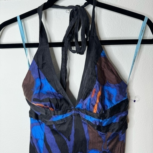 🎀 Marciano Silk Floral Halter Dress in Blue SIZE XS - Picture 6 of 7
